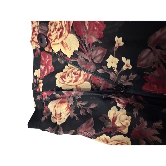 Express Floral Print Womens M Tiered Ruffle Skirt Black Red Polyester - Picture 5 of 6